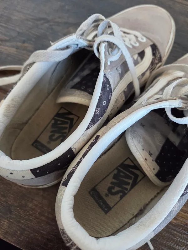Vans Patchwork Sneakers Low Top Gray Custom Chill Chupapi Unisex M 7.5 W 9 - Image 8