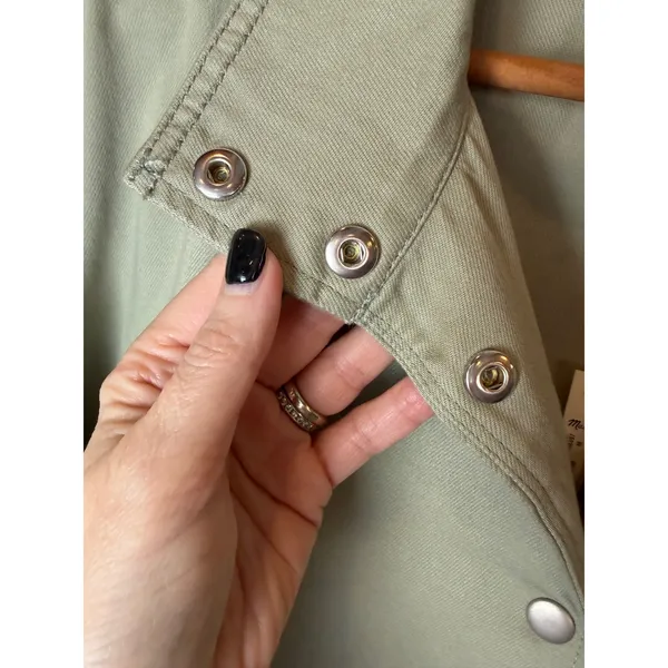 Madewell Jacket Women Medium Sage Green Southlake Military Tie Waist‎ Coat NWT - Image 7