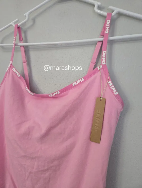 Skims Pink Logo Cotton Bodysuit - Image 5