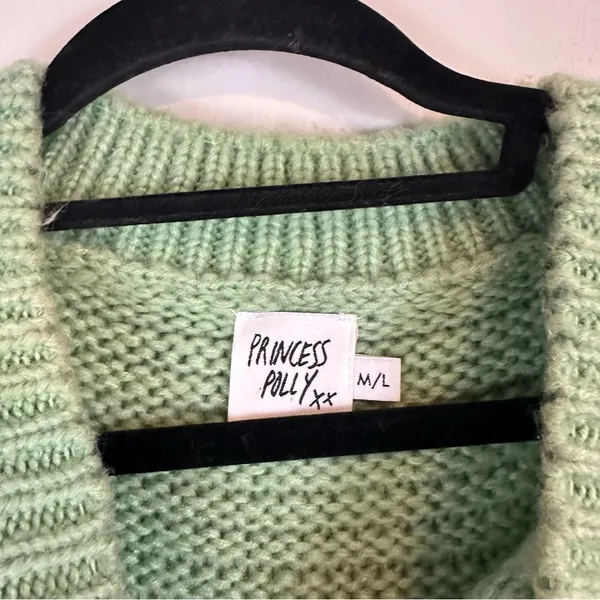 Princess Polly | Light Green Chunky Cable Knit Oversized Pullover Sweater M/L - Image 3