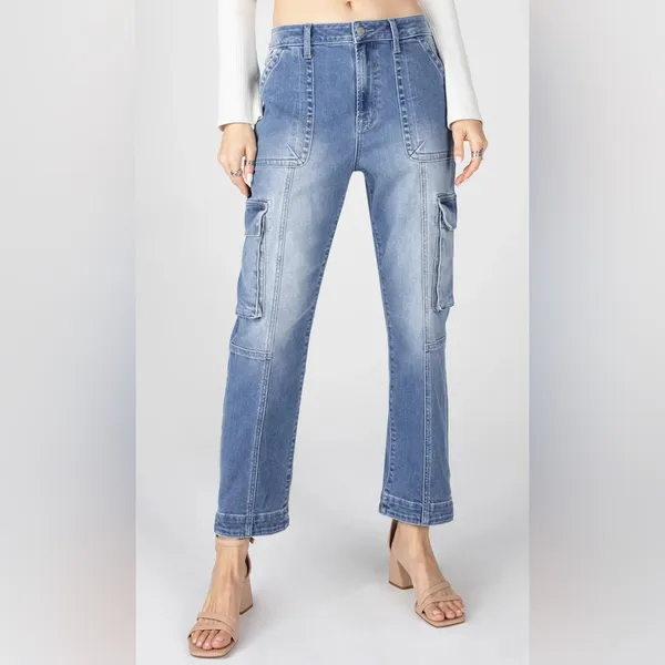 Ceros Time For Change Sabrina High Rise Cargo Straight‎ Jeans in Malibu Size 24 - Image 2
