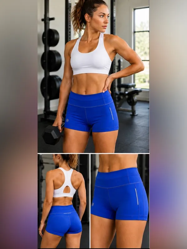 Athleta Cross It Shortie Royal Blue Compression Shorts Size Small - Image 2