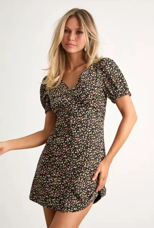 Lulus Adored Cutie Navy Floral Corduroy Button-front Mini Dress Blue - Size M - Image 4