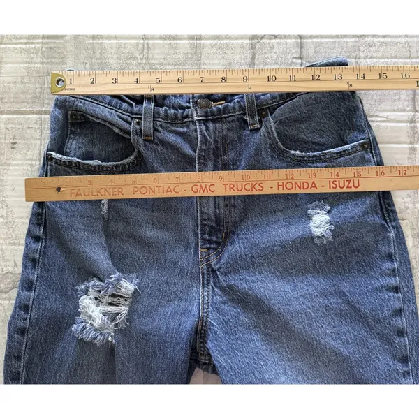 Levis Premium 70s Super High Rise Flare Slim Medium Wash Denim Blue Jeans Sz 28 - Image 6