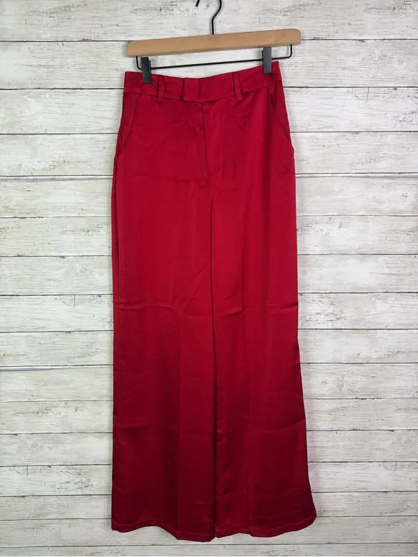 Lulus Key to the City Red Wide-Leg Pants Size Small - Image 3