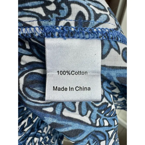 Tuckernuck NWT Womens XS Blue White Floral Cotton Tiered Maxi Dress Pockets - Image 16