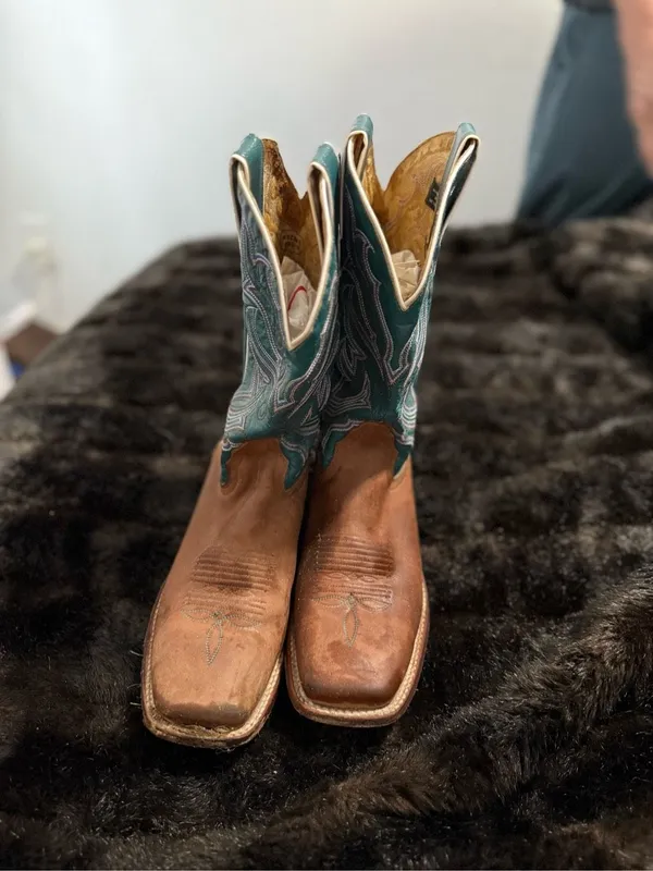 Vtg Womens Nocona Square Toe Cowboy Brown Boots Size 8 B - Image 2