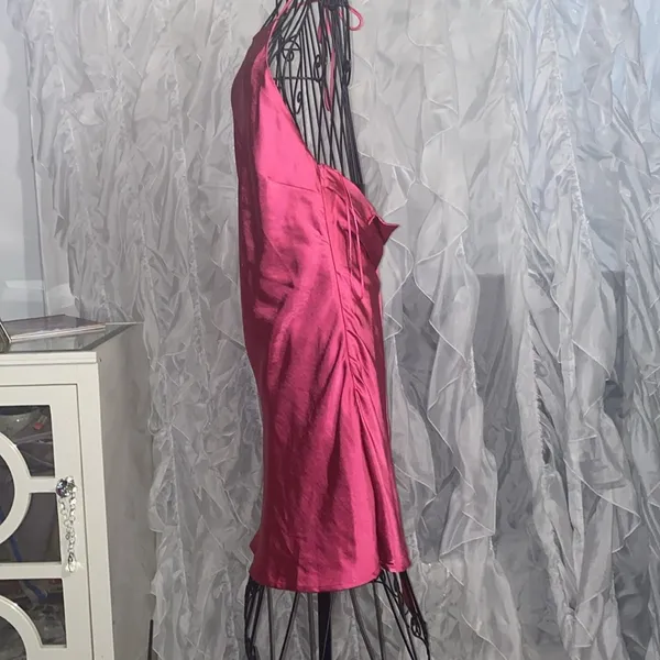 NWT LENA L Charm Tie Back Halter Mini Dress Pink Size L - Image 6
