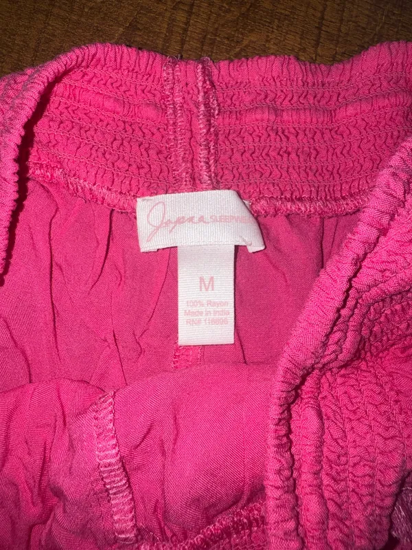 Japna Sleepwear Shorts Bright Pink/Fringe Accent Size Medium Rayon - Image 3