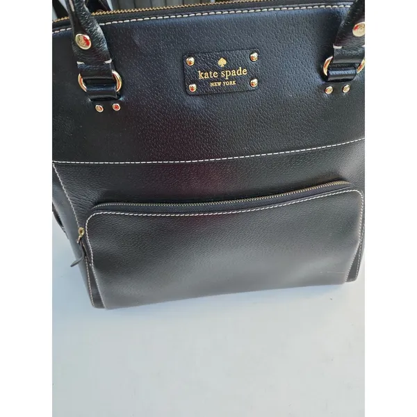 Kate Spade Black Leather Tote With Zip Front Pocket - Image 4