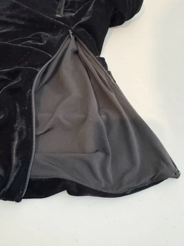 Lovers Friends Willa Top Size Small Black Velvet Asymmetric Ruched Mob Wife Chic - Image 9