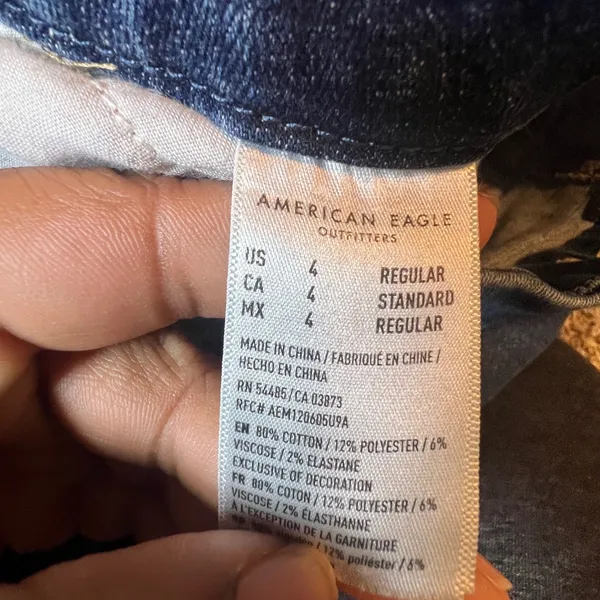American Eagle Curvy High Rise Jegging Jeans 4‎ Dark Wash Distressed Next Level - Image 4