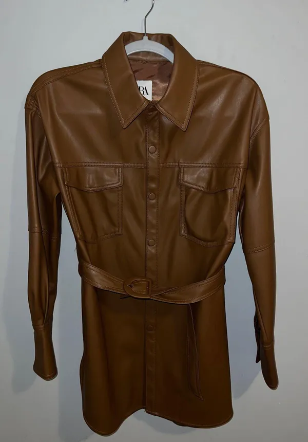 Zara Faux Leather Shirt Jacket - Image 2