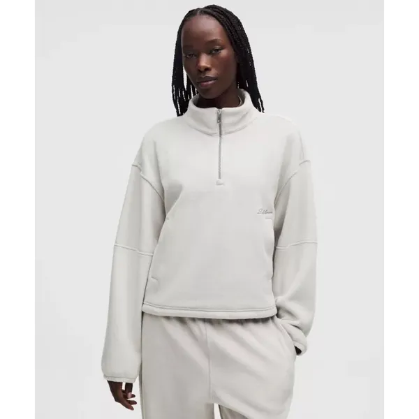 Lululemon Plush Velour Oversized Half Zip in Gray Size Small Workout Soft - Image 8
