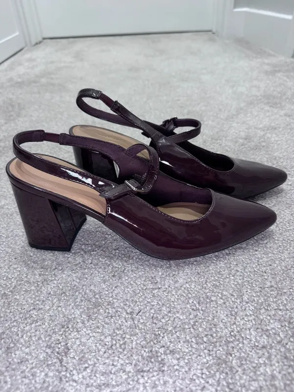 Old Navy Slingback Mary Jane Heels Size 8 Oxblood Patent Leather - Image 2
