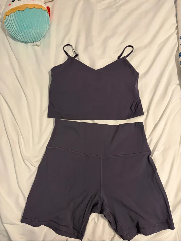 lululemon athletica Purple Align Workout Set with Align Tank and Shorts Size 10 - Image 2