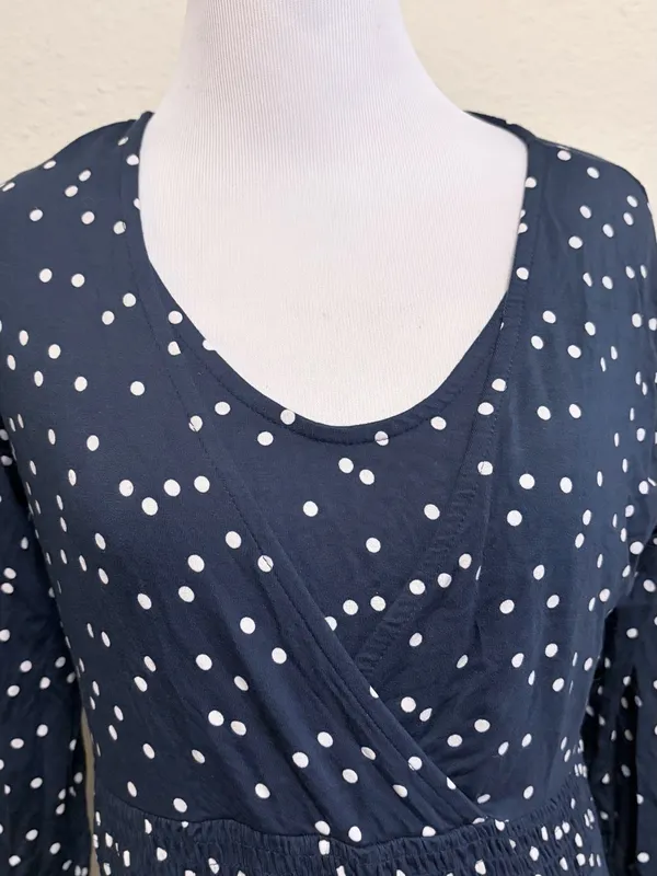 Esprit large Maternity & Nursing Navy Blue Polka Dot Midi Dress - Image 2