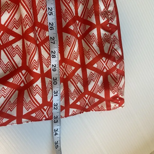 Leifsdottir Anthropologie Catalyst Red Orange White Silk Tunic‎ Dress Size 0 - Image 11