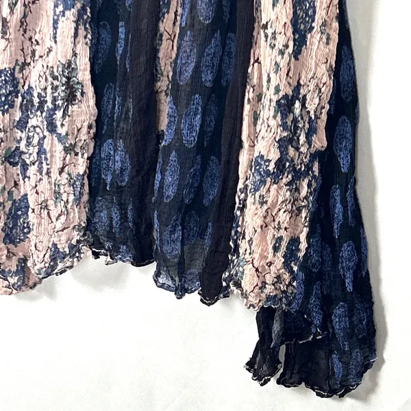 Free People Top Womens M Secret Love Pleated Trapeze Slip Dress Navy Floral Boho - Image 9