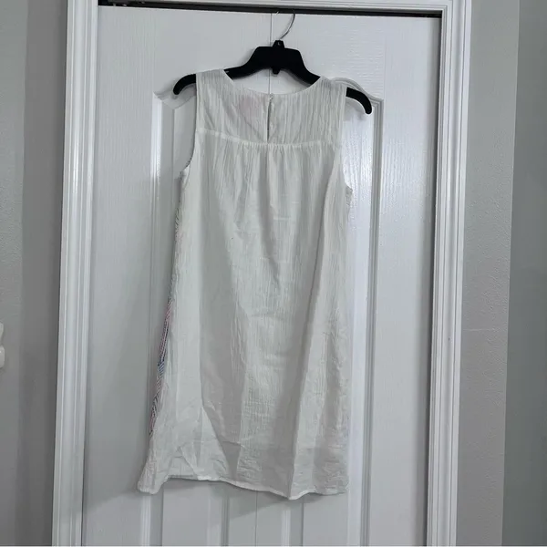 Skies Are Blue womens embroidered sleeveless cotton mini dress white small beach - Image 4