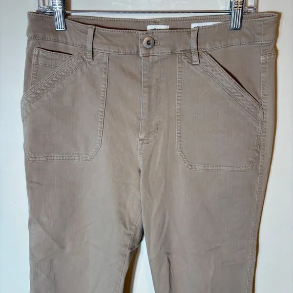 J. Jill Denim High-Rise Straight-Leg Ankle Pants‎ Size 10 Taupe Beige Utility - Image 2