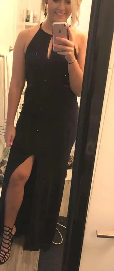 Xscape Black Cutout Halter Gown - Image 2