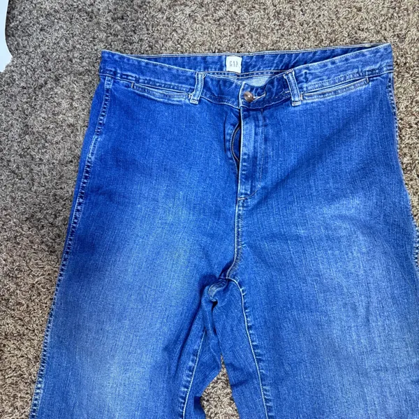 Gap High Rise Wide Leg Crop Jeans Medium Indigo Denim Size 16/33 - Image 2