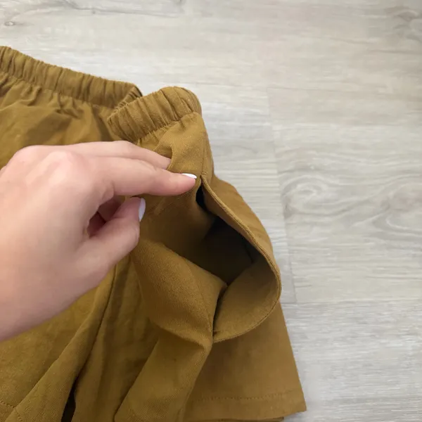 Zara Green/Brown Linen Shorts - Image 6