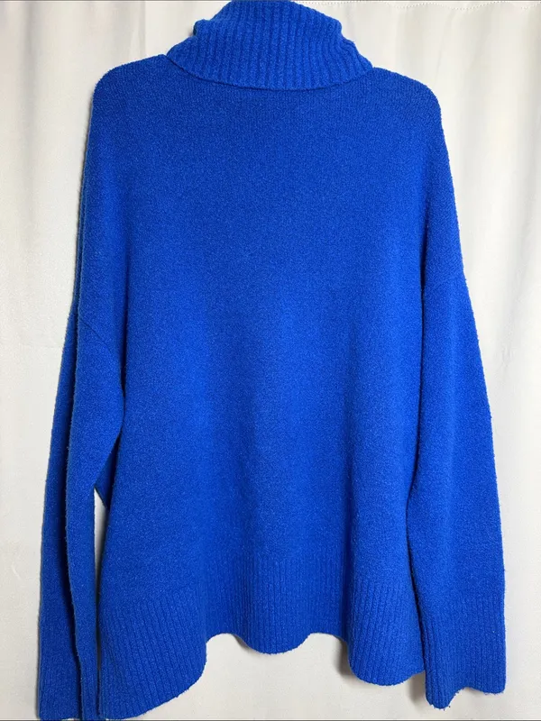 & Other Stories Oversize Turtleneck Cotton Blend Bright Royal Blue Sweater M - Image 2