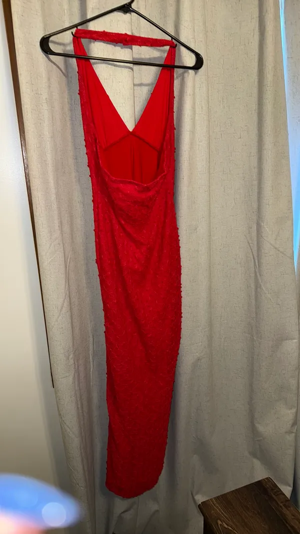 SheIn Red textured halter top dress - Image 4