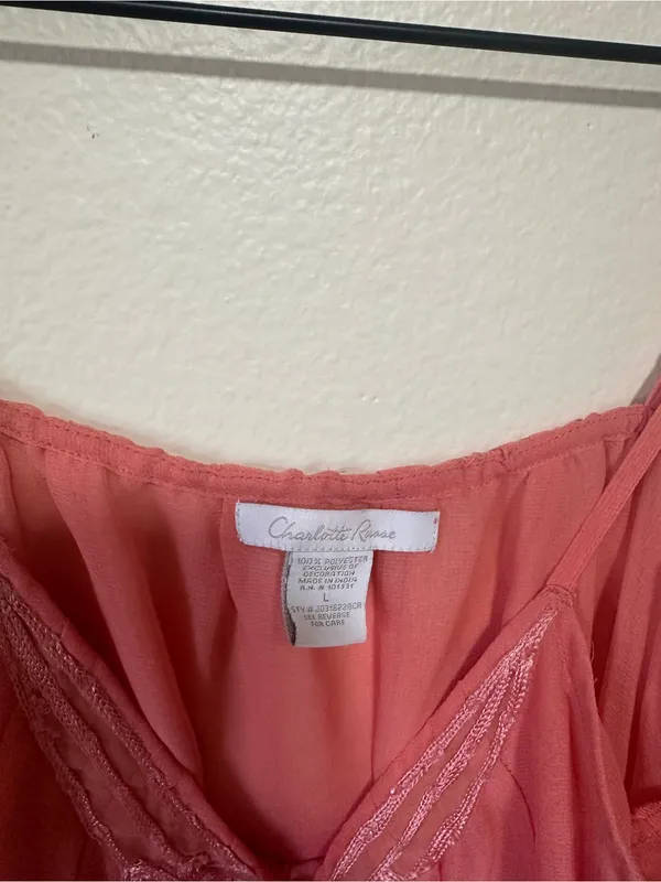 💗Charlotte Russe Pink Coral Ombre Sequin Lace-Trim Tank - Image 4
