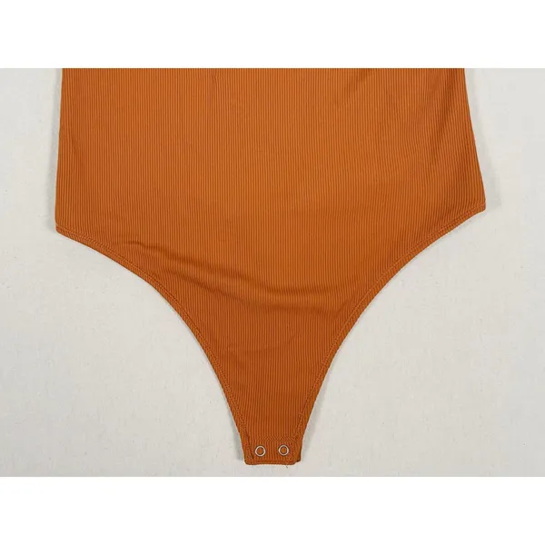 Abercrombie One Shoulder Cutout Bodysuit Small Brown Ribbed Night Out Y2K Fall - Image 7