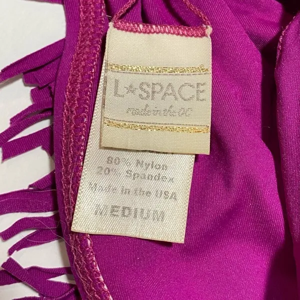 L*Space Fringe‎ Bandeau Bikini Top Fuschia - Image 7