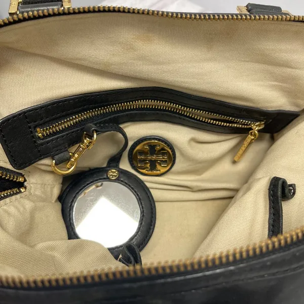Tory Burch Top Handle Satchel in Black Leather w/ Gold-tone Chain - Preowned - Image 9