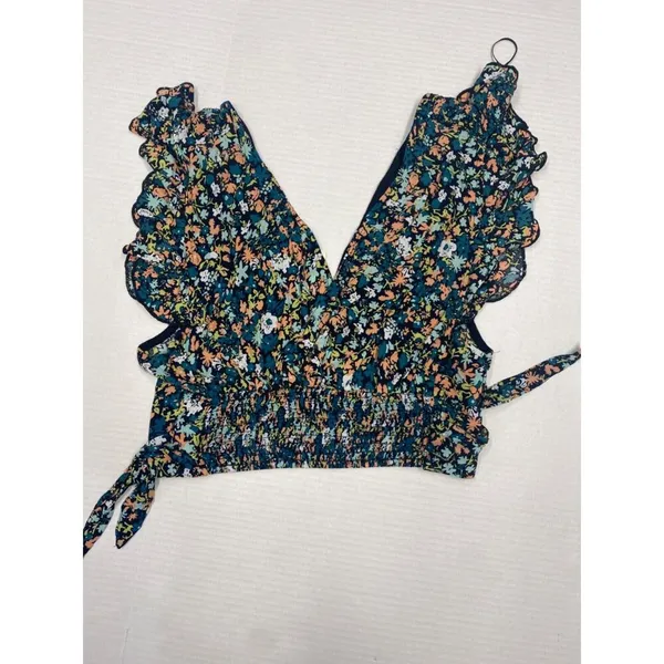 Free People top size floral deep v-neck Small (b9) - Image 2