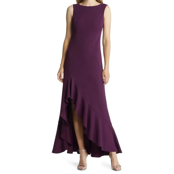 Vince Camuto Ruffle Front Sleeveless Maxi Dress Gown Plum New Size 2 NWOT - Image 2
