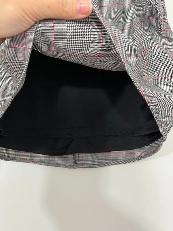 Lulu's Size Small Gray Plaid Tie-Waist Mini Skirt - Image 3