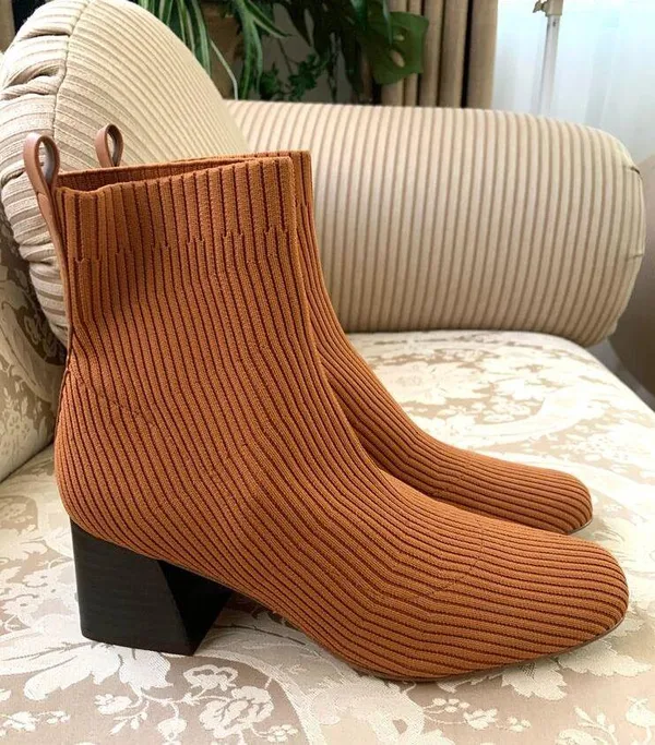 NEW Steve Madden Dimmer Knit Sock Boots in Tan - Image 3