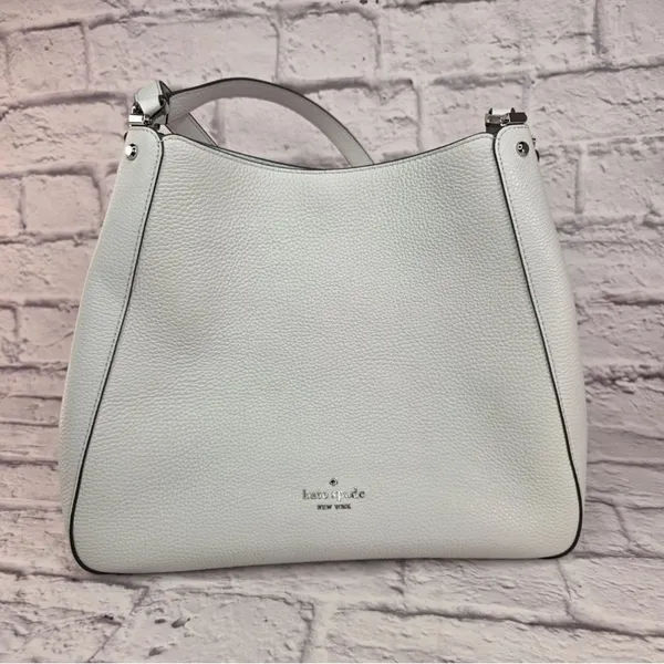 Kate Spade Leila Triple Medium Compartment Leather Shoulder Purse Lime Sherbert - Image 4