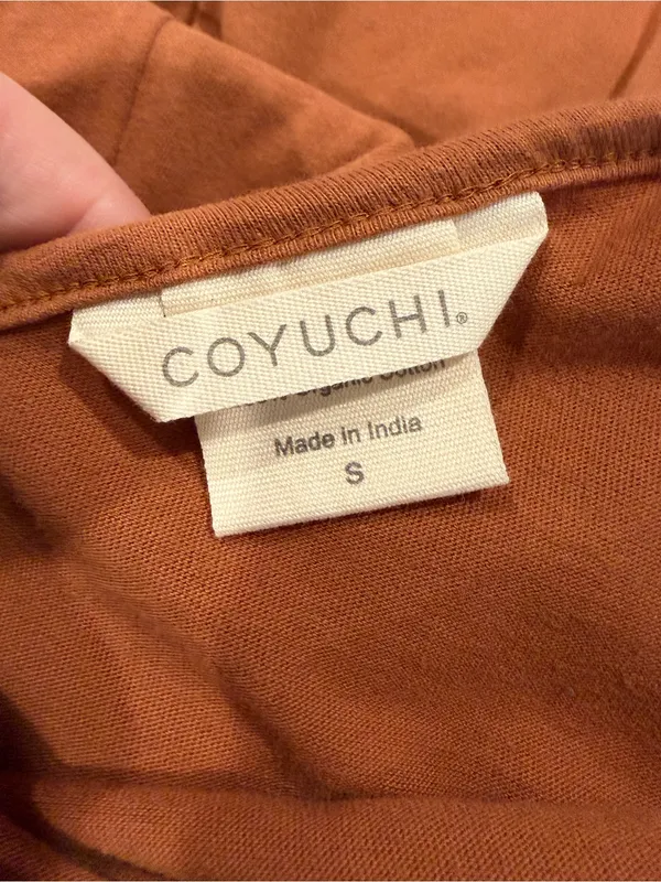 Coyuchi Solstice Organic Cotton Wide Leg Romper Jumpsuit Rust Small yoga soft - Image 2