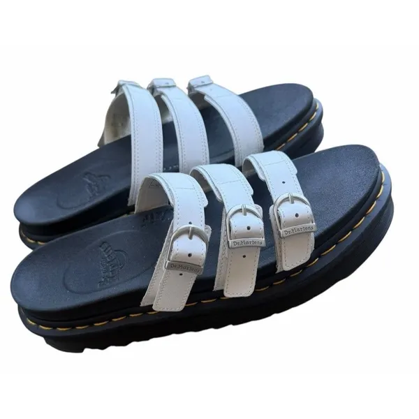 Dr Martens Blaire Slide White Black Platform Sandals Womens 10 Docs Summer - Image 2