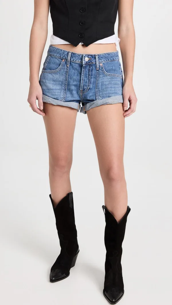 NWT Free People Beginner's Luck Slouchy Roll Cuff Denim Shorts. Size 28 - Image 9