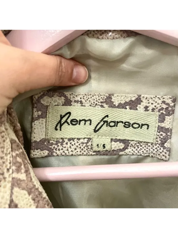 Y2K Vintage Rem Garson Leather Snakeskin Tan Jacket Size S Animal Print - Image 5