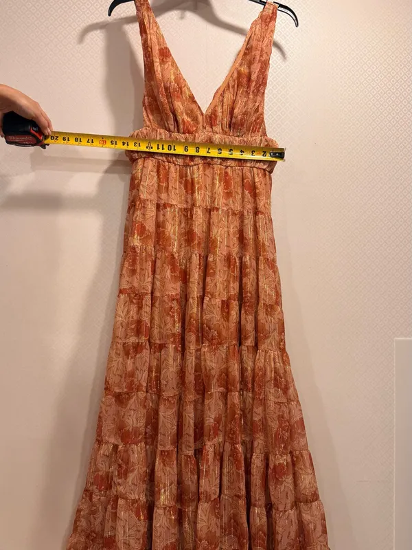 Let Me Be Floral Jacquard Tiered Maxi Dress in Rust-Pink - Image 7
