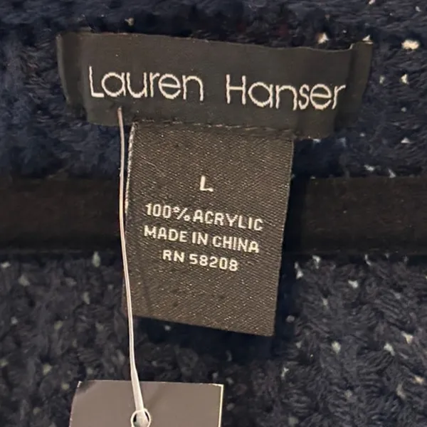 Lauren Hansen NWT Womens Size L Colorblock Chevron Chunky Knit Boatneck Sweater - Image 3