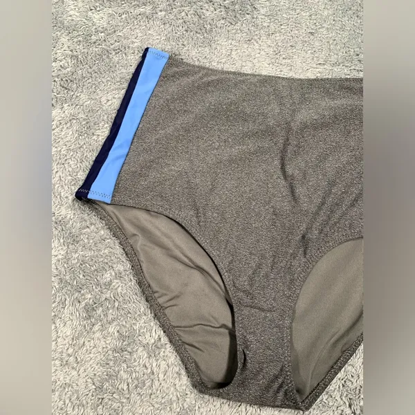 Aerie Gray and Blue Women's hi-rise Swim Bottom large - Image 2