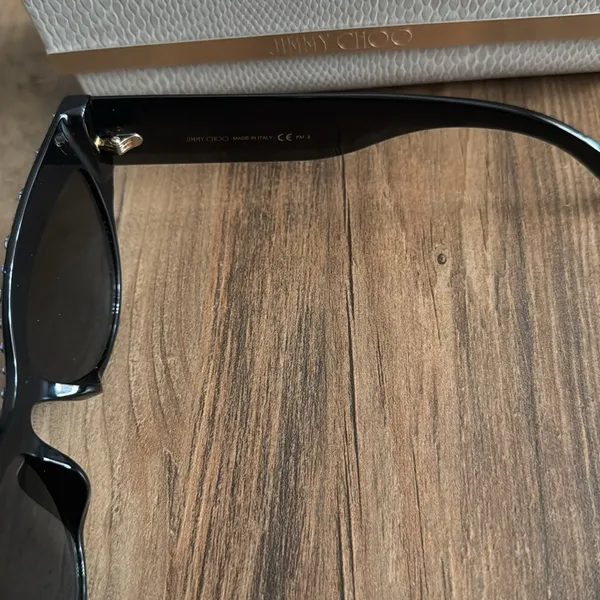 Jimmy Choo Black Cat-Eye Sunglasses with Silver Accents - Image 6