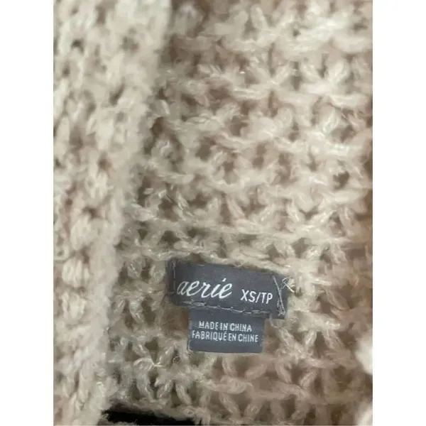 Aerie beige open knit wool blend cowl neck sweater size xs - Image 5