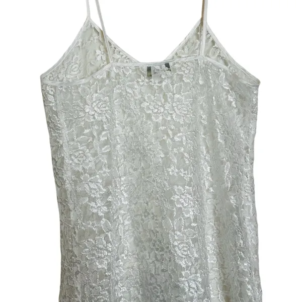 Vintage White Sheer Lace Mini Slip Dress 90s Romantic Cottage Fairycore - Image 8