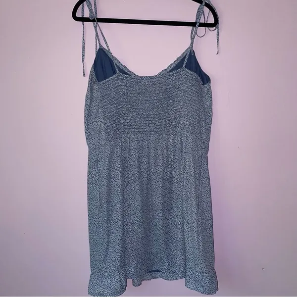 Abercrombie & Fitch Size XL Mini Dress Blue Ditsy Floral Ruffle Babydoll Boho - Image 7